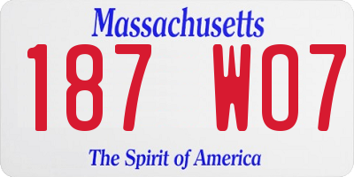 MA license plate 187WO7