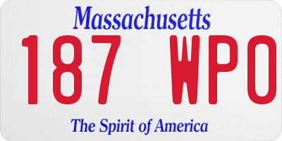 MA license plate 187WP0