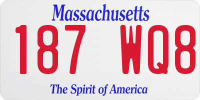MA license plate 187WQ8