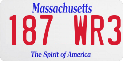 MA license plate 187WR3