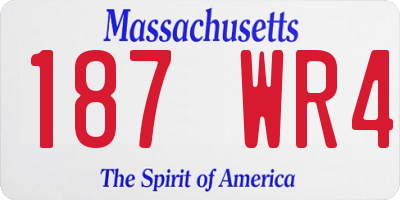 MA license plate 187WR4
