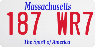 MA license plate 187WR7