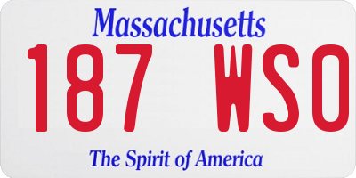 MA license plate 187WS0