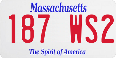 MA license plate 187WS2