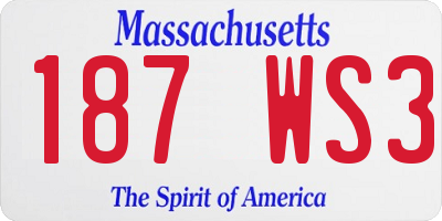 MA license plate 187WS3
