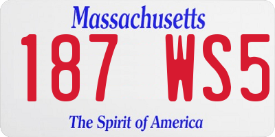 MA license plate 187WS5