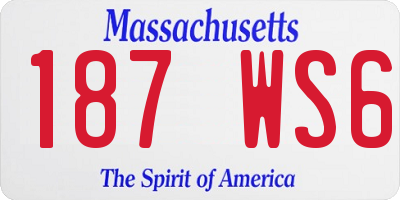 MA license plate 187WS6