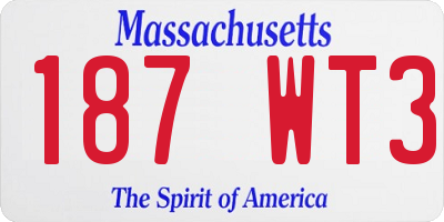 MA license plate 187WT3