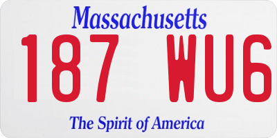 MA license plate 187WU6