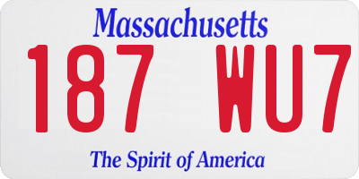 MA license plate 187WU7