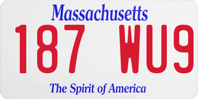 MA license plate 187WU9