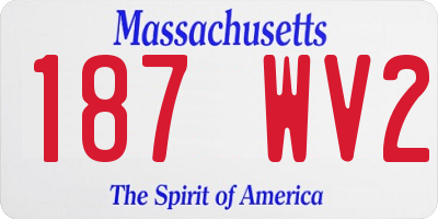 MA license plate 187WV2