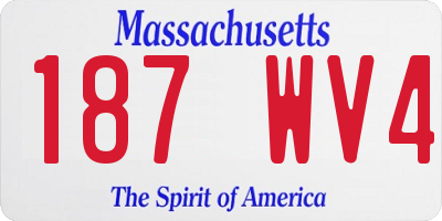 MA license plate 187WV4