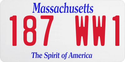 MA license plate 187WW1