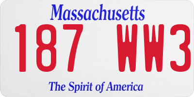 MA license plate 187WW3