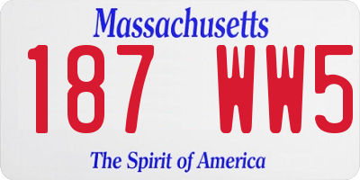 MA license plate 187WW5