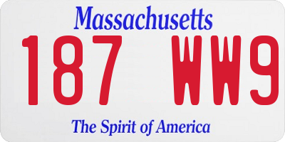 MA license plate 187WW9