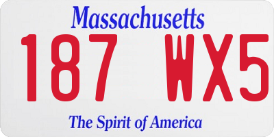 MA license plate 187WX5