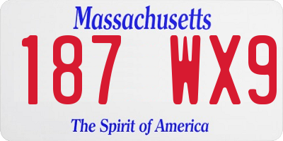 MA license plate 187WX9