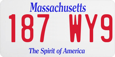 MA license plate 187WY9