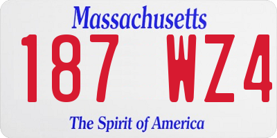MA license plate 187WZ4