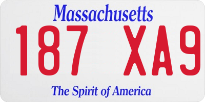 MA license plate 187XA9