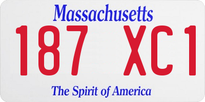 MA license plate 187XC1