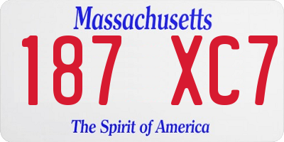 MA license plate 187XC7