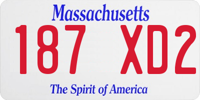 MA license plate 187XD2