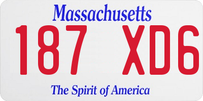 MA license plate 187XD6