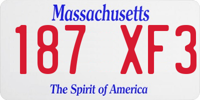 MA license plate 187XF3