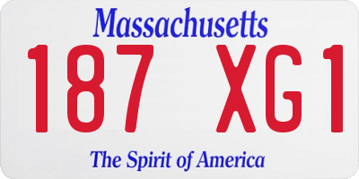 MA license plate 187XG1