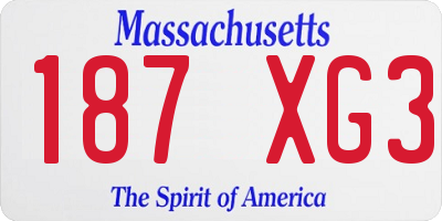 MA license plate 187XG3