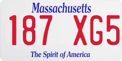 MA license plate 187XG5
