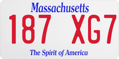 MA license plate 187XG7