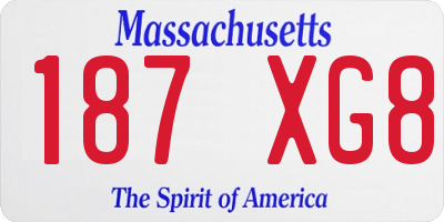 MA license plate 187XG8
