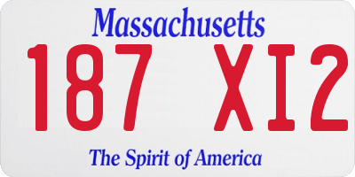 MA license plate 187XI2