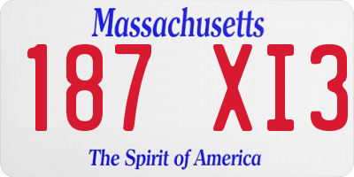 MA license plate 187XI3