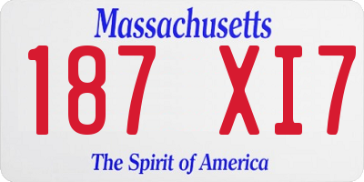 MA license plate 187XI7