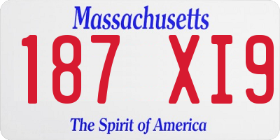 MA license plate 187XI9