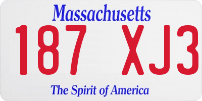 MA license plate 187XJ3