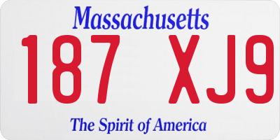 MA license plate 187XJ9