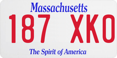MA license plate 187XK0