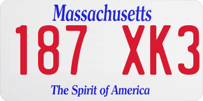 MA license plate 187XK3