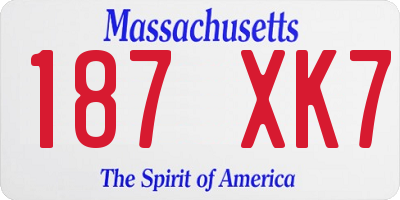 MA license plate 187XK7