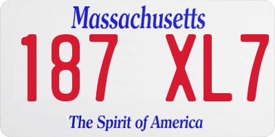 MA license plate 187XL7