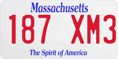 MA license plate 187XM3