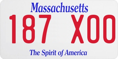 MA license plate 187XO0