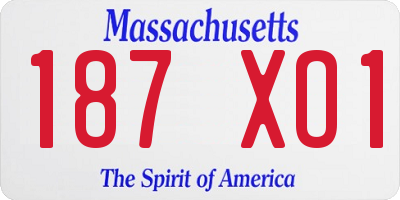 MA license plate 187XO1
