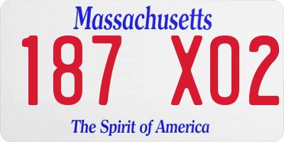 MA license plate 187XO2